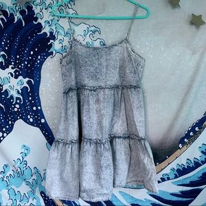 y2k inspired acid wash tiered baby doll dress